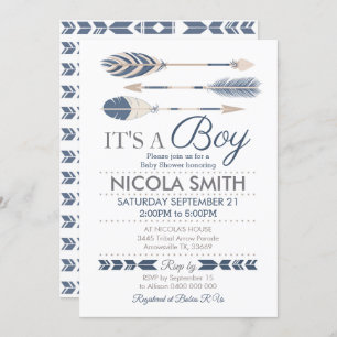Tribal Arrow Baby Shower Invitation Boy