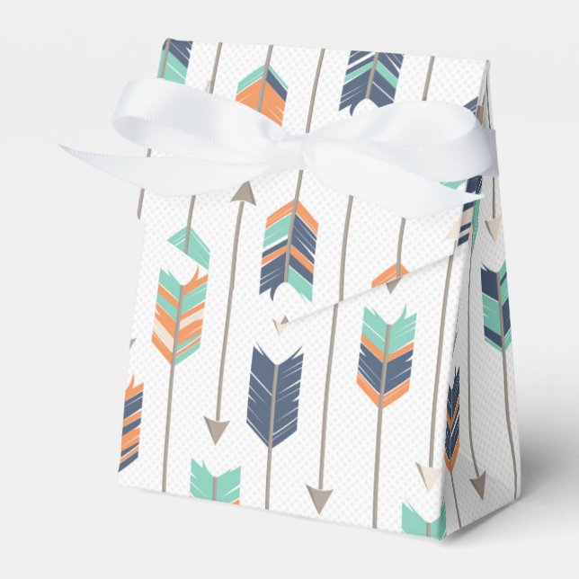 Tribal Arrow Blue Orange Green Favor Box (Front Side)