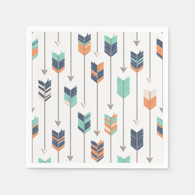 Tribal Arrow Blue Orange Green Paper Napkins (Front)