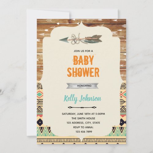 Tribal arrow boy theme Invitation