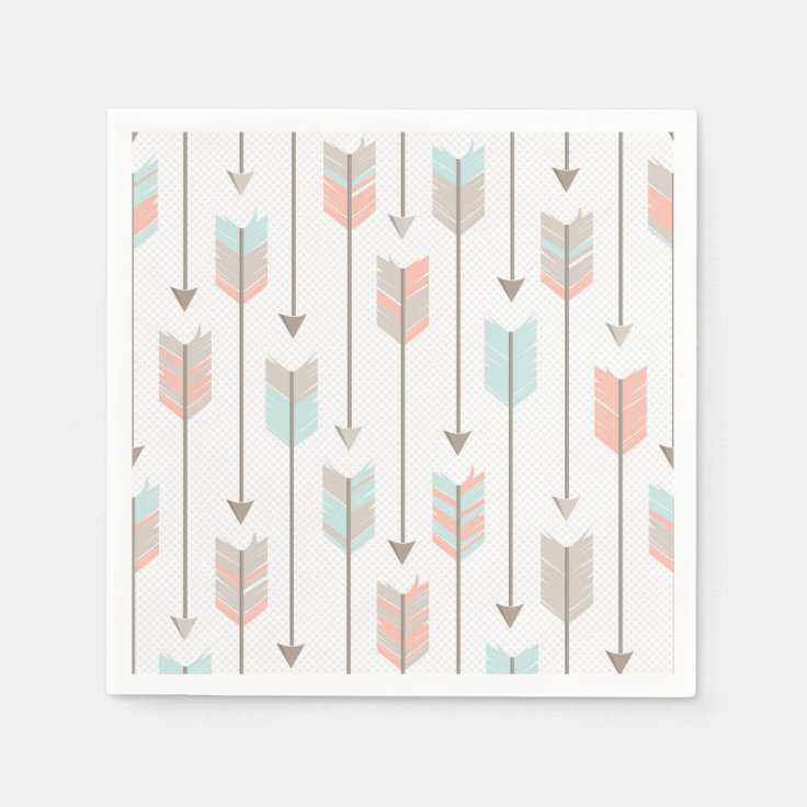 Tribal Arrow Grey Pink Blue Paper Napkins Zazzle