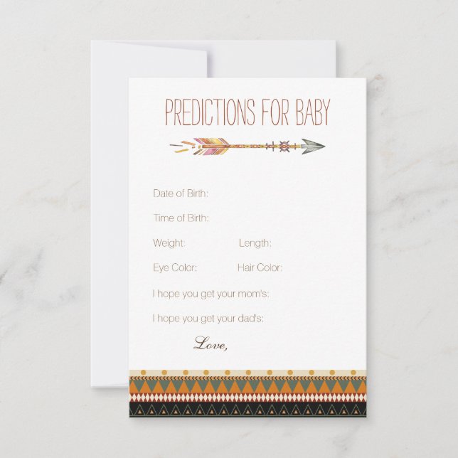 Tribal Arrow Predictions Advice Cards Baby Shower (Front)