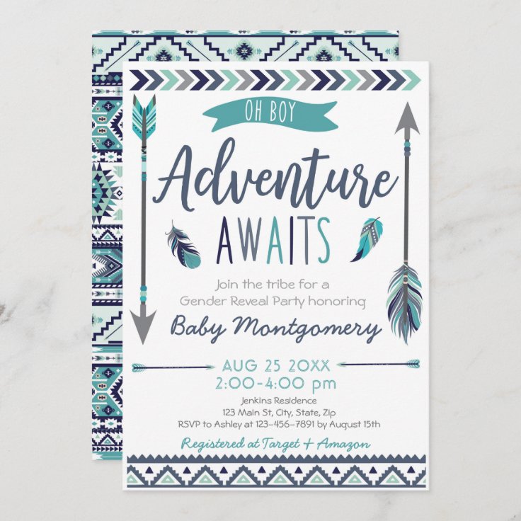 Tribal Arrows Adventure Boy Baby Shower Invitation | Zazzle