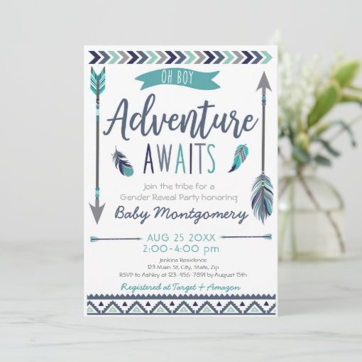 Tribal Arrows Adventure Boy Baby Shower Invitation | Zazzle