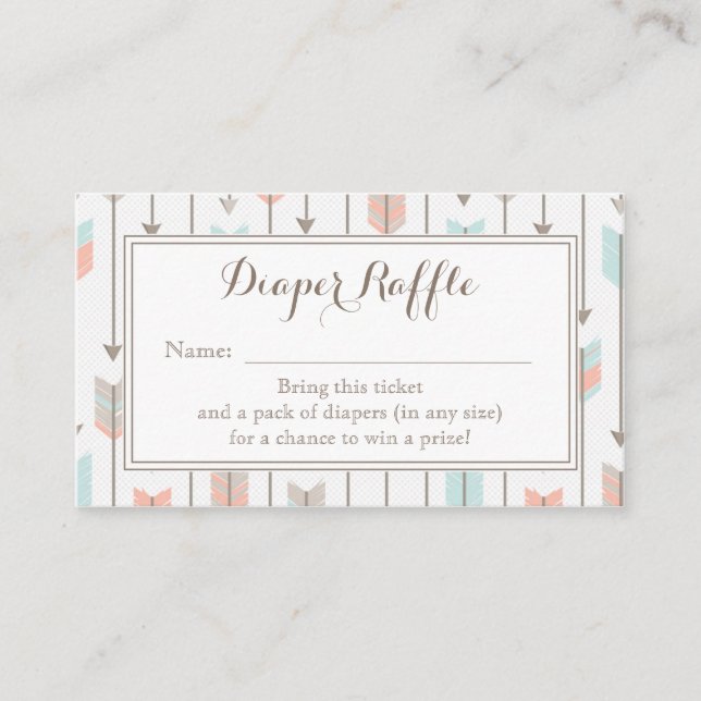 Tribal Arrows Baby Shower Diaper Raffle Ticket Enclosure Card (Front)