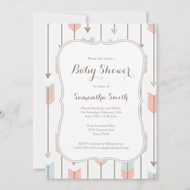 Tribal Arrows Baby Shower Invitation (Front)