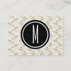 Tribal Arrows Black Monogram Business Card