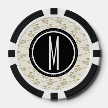 Tribal Arrows | Black Monogram Poker Chips by antique_boutique at Zazzle