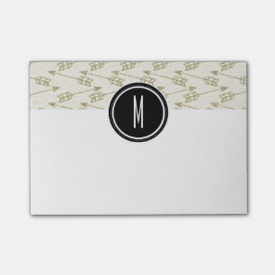 Tribal Arrows   Black Monogram Post-it Notes