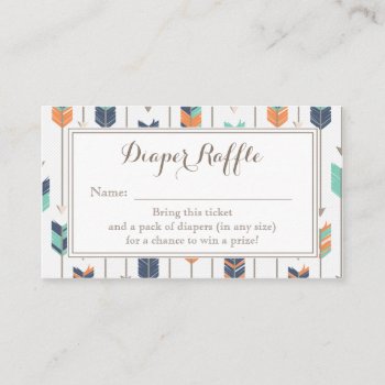 Tribal Arrows Boy Baby Shower Diaper Raffle Ticket Enclosure Card by prettypicture at Zazzle