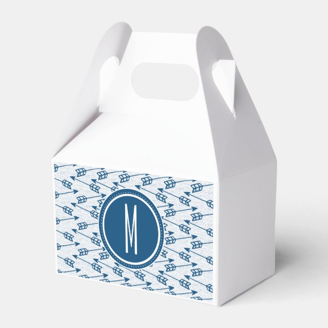 Tribal Arrows | Navy Monogram Favor Boxes (Back Side)