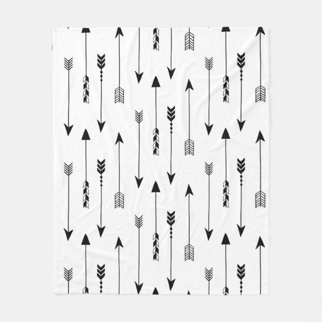 Tribal arrows on white background. Seamless patter Fleece Blanket (Front)