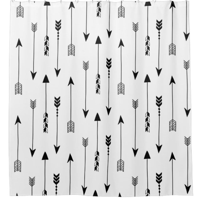 Tribal arrows on white background. Seamless patter Shower Curtain (Front)