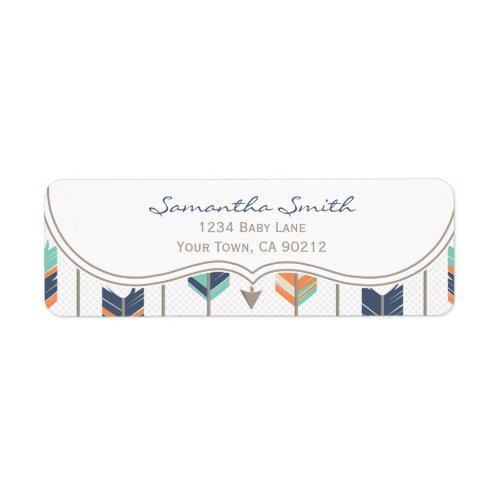 Tribal Arrows Orange Blue and Grey Return Address Label