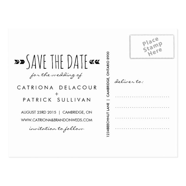 TRIBAL ARROWS PATTERN PHOTO SAVE THE DATE POSTCARD