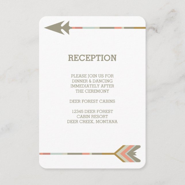 TRIBAL ARROWS | RUSTIC WEDDING RECEPTION INVITE (Front)