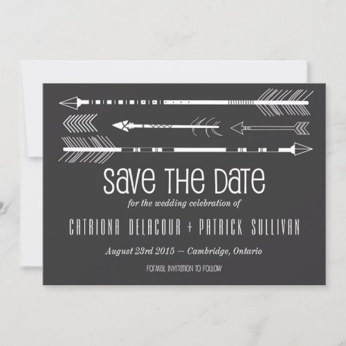 Tribal Arrows Save the Date Announcement  Grey