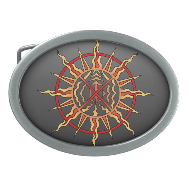 Tribal Art Belt Buckle Native Spiritual Sun Buckle (Front)