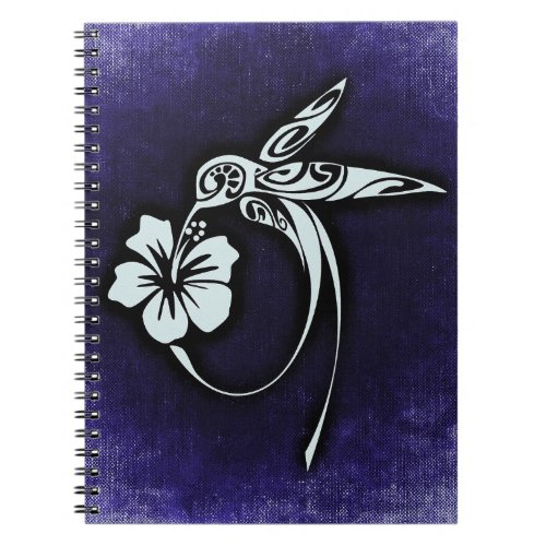 Tribal Art Bird Motif on Blue Notebook