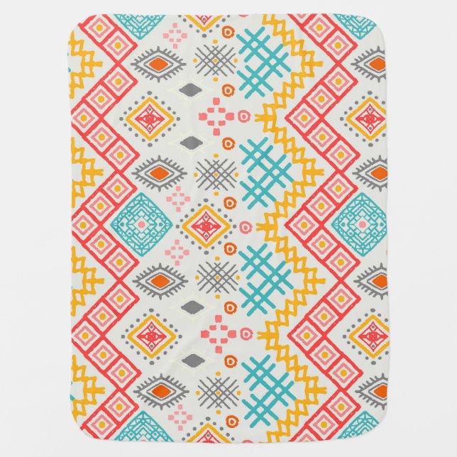 Tribal art: boho geometric print. baby blanket (Front)