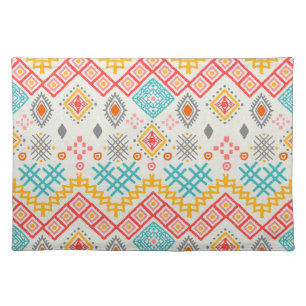 Tribal art: boho geometric print. cloth placemat