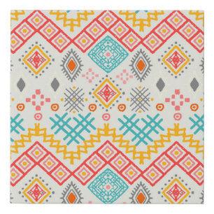 Tribal art: boho geometric print. faux canvas print