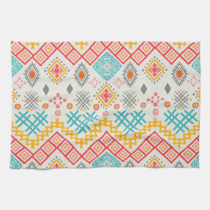 Tribal art: boho geometric print. kitchen towel