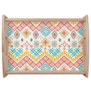 Tribal art: boho geometric print. serving tray