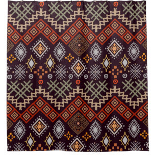 Tribal Art Boho Geometric Print Shower Curtain