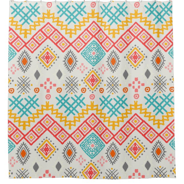 Tribal art: boho geometric print. shower curtain (Front)