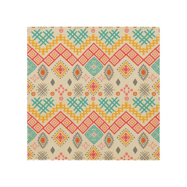 Tribal art: boho geometric print. wood wall art (Front)