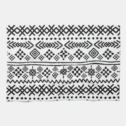 Tribal art boho geometric seamless kitchen towel