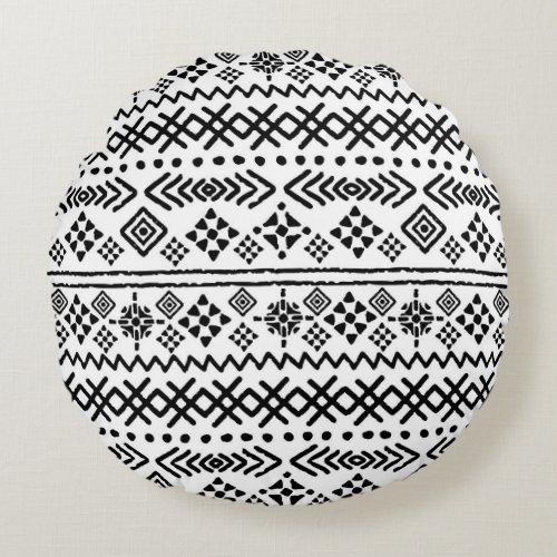 Tribal art boho geometric seamless round pillow