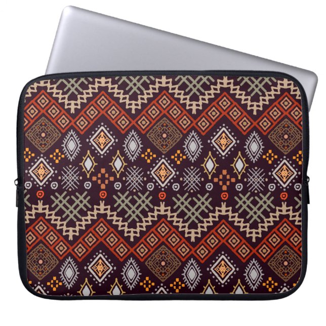 Tribal art boho seamless pattern laptop sleeve (Front)