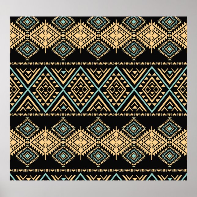 Tribal art, ethnic geometric, colorful pattern. poster (Front)