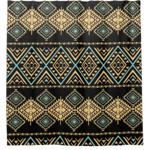 Tribal art, ethnic geometric, colorful pattern. shower curtain