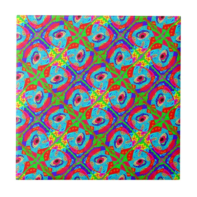 Tribal art inspired design Aboriginal             Ceramic Tile (Front)