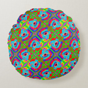 Tribal art inspired design Aboriginal Round Pillow