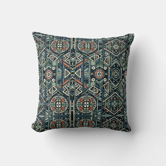 Tribal Art Inspired Throw Pillow (Front)