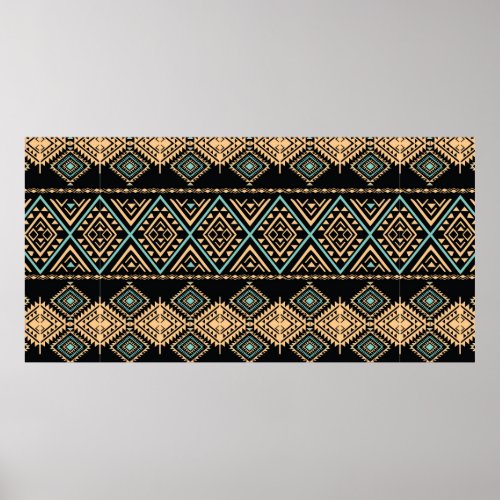 Tribal art pattern Ethnic geometric print Aztec  Poster