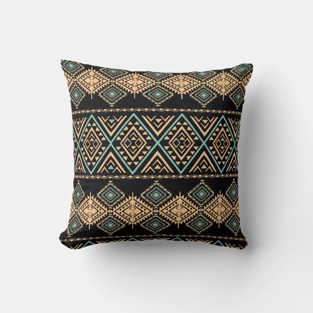 Tribal art pattern. Ethnic geometric print. Aztec  Throw Pillow (Front)