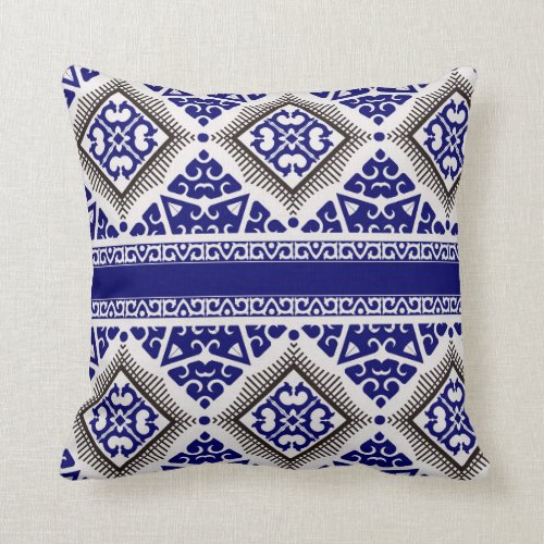 Tribal Art Pillow in Navy and Black