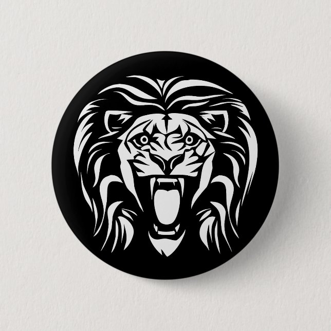 Tribal Art Roaring Lion Button (Front)
