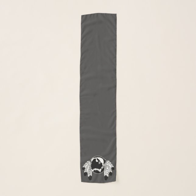 Tribal Art Scarf Metis Spirit Buffalo Scarves Gift (Front)