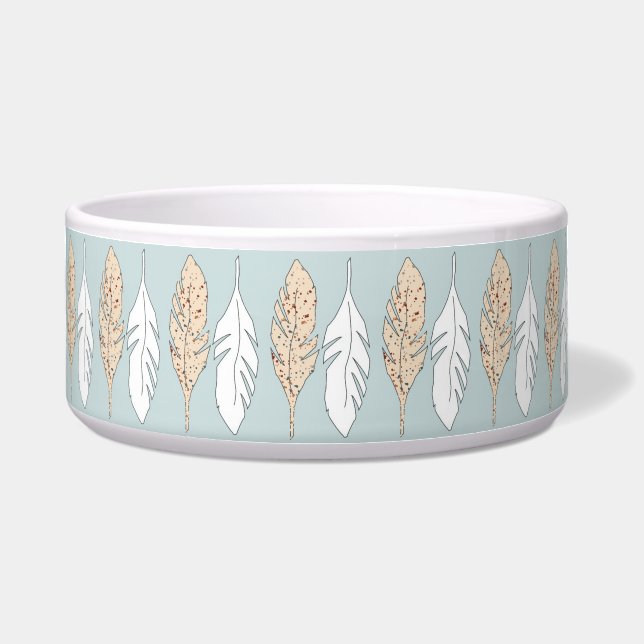 Tribal, Art, Splatter Paint Feathers Dog Bowl (Front)