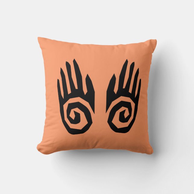 Tribal Art Throw Pillow. Tribal Hands Home Decor Throw Pillow (Front)
