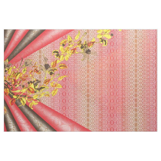 Tribal Autumn Wallpaper. Boho Butterfly Textile Fabric (Yard)