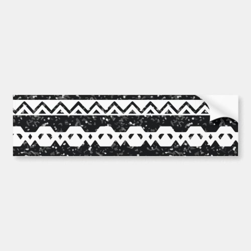 Tribal Aztec Black Glitter White Geometric Shapes Bumper Sticker