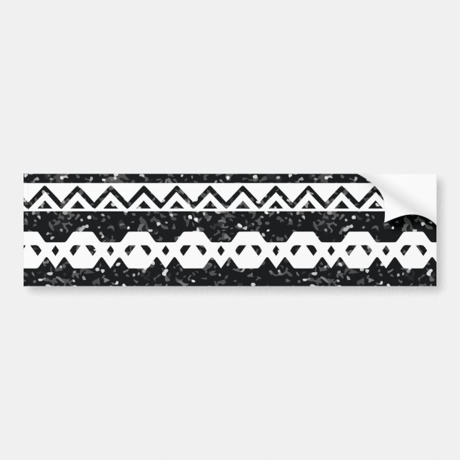 Tribal Aztec Black Glitter White Geometric Shapes Bumper Sticker (Front)