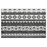 Tribal Aztec Black Glitter White Geometric Shapes Fabric